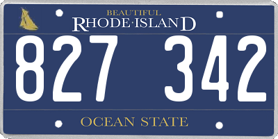 RI license plate 827342