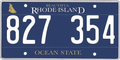 RI license plate 827354