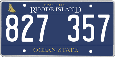 RI license plate 827357