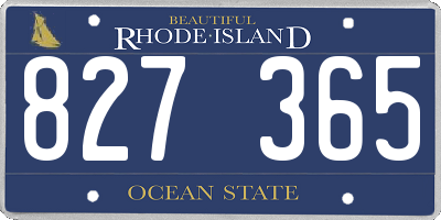 RI license plate 827365