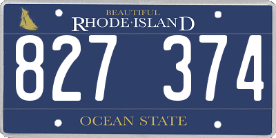 RI license plate 827374