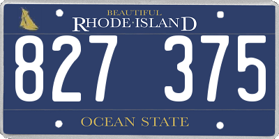 RI license plate 827375