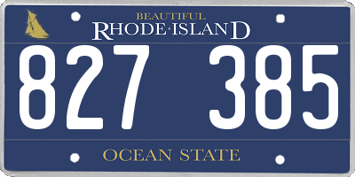 RI license plate 827385