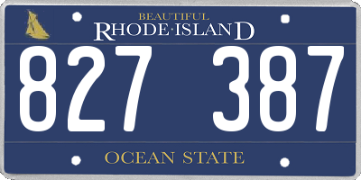 RI license plate 827387