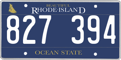 RI license plate 827394