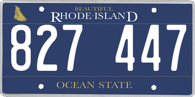 RI license plate 827447