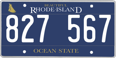 RI license plate 827567