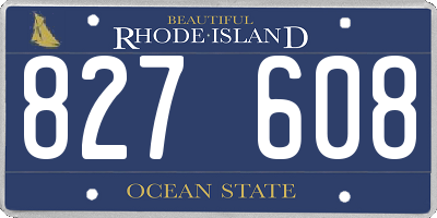 RI license plate 827608