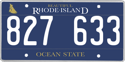 RI license plate 827633