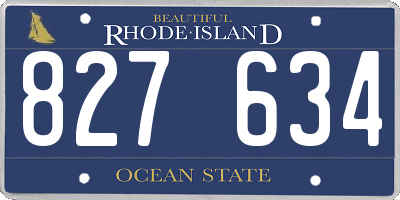 RI license plate 827634