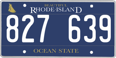 RI license plate 827639
