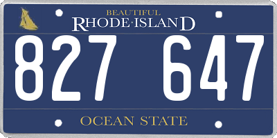 RI license plate 827647