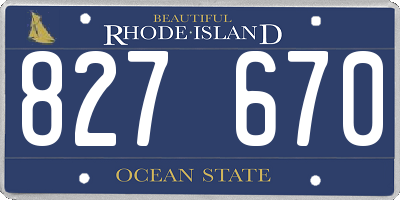RI license plate 827670