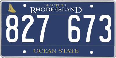 RI license plate 827673