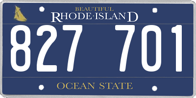 RI license plate 827701