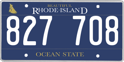 RI license plate 827708
