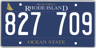 RI license plate 827709