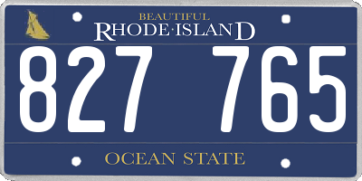 RI license plate 827765