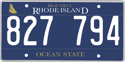 RI license plate 827794