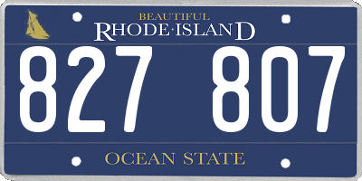 RI license plate 827807