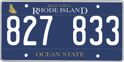 RI license plate 827833