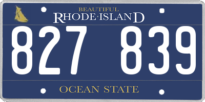 RI license plate 827839