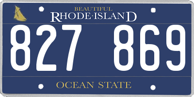 RI license plate 827869