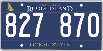 RI license plate 827870