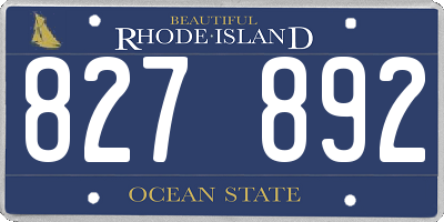 RI license plate 827892