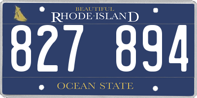 RI license plate 827894
