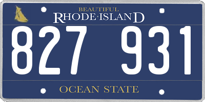 RI license plate 827931
