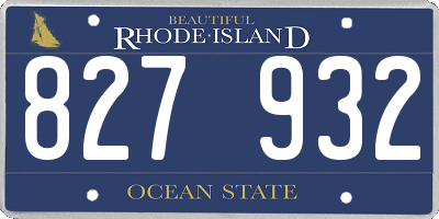 RI license plate 827932
