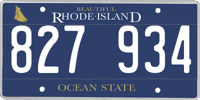RI license plate 827934