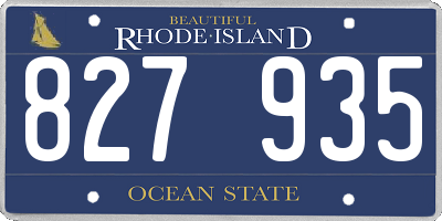 RI license plate 827935