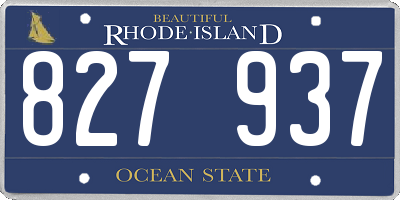 RI license plate 827937