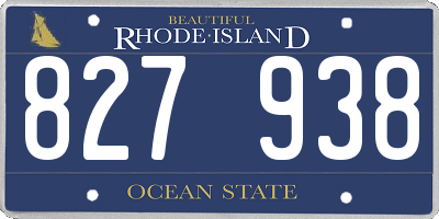 RI license plate 827938