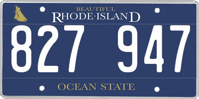 RI license plate 827947