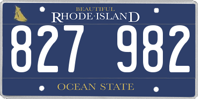 RI license plate 827982