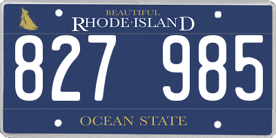 RI license plate 827985