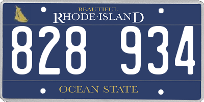 RI license plate 828934