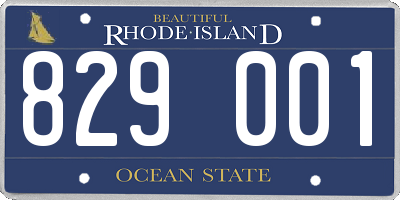 RI license plate 829001