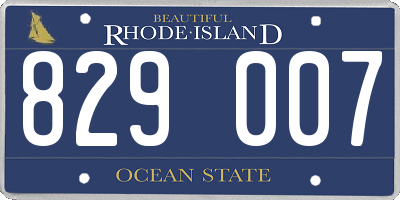 RI license plate 829007