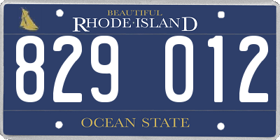 RI license plate 829012
