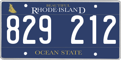RI license plate 829212