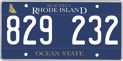 RI license plate 829232