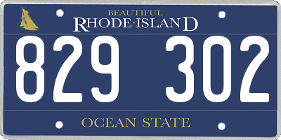 RI license plate 829302