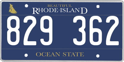 RI license plate 829362
