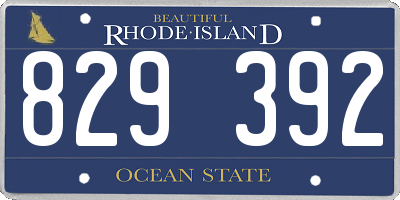 RI license plate 829392
