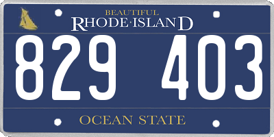 RI license plate 829403