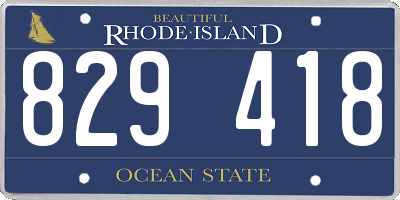 RI license plate 829418